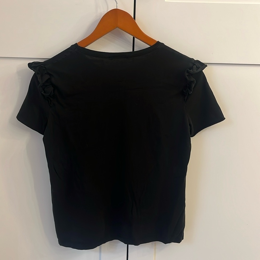 Zara Black Ruffle-Sleeve Casual Top - Picture 3 of 4